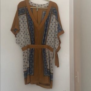 Free People Brown and Blue Mini Dress